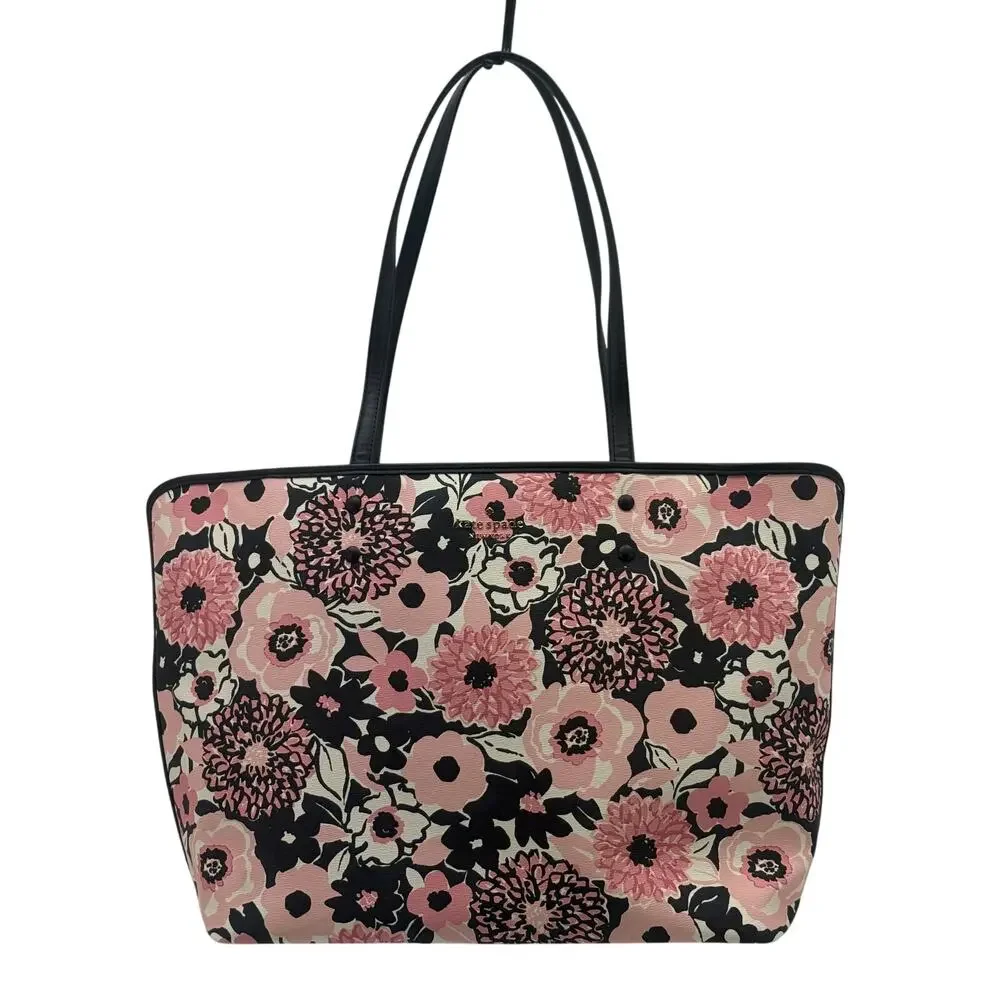 Kate Spade NY Pink Floral Two Pocket Double Strap Handbag Tote Purse - Picture 2 of 9